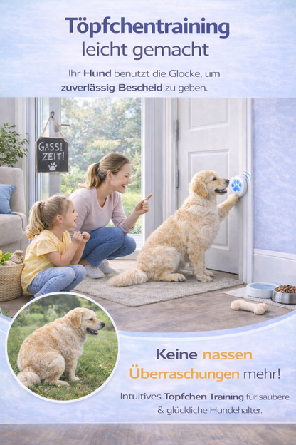 PfotenKlingel - Hundetrainingsglocke für die Tür – 28 Töne & einstellbare Lautstärke – Ideal für Töpfchentraining